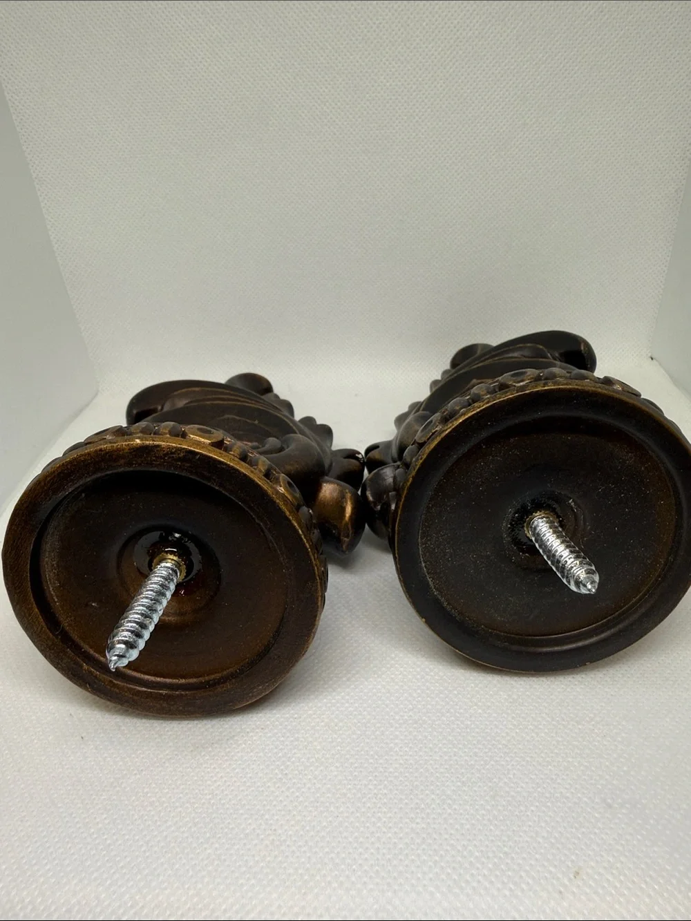 Antique Bronze Finials - Decorative Pair- set of 2- resin with attached screws